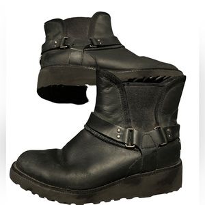 UGG Glen Classic Ankle Boots Women's BLACK Leather Booties - US 6